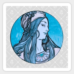 Vintage Twenties Girl - Alphonse Mucha Sticker